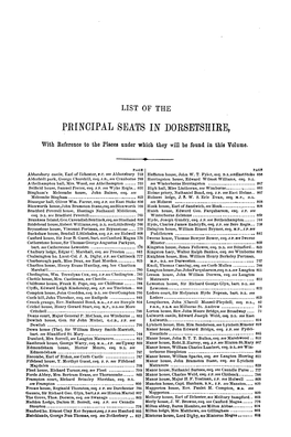 List of the Principal Seats in Dorsetshire