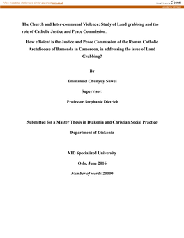 Study of Land Grabbing and the Role of Catholic Justice and Peace Commission