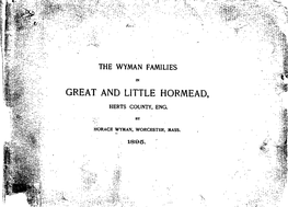 The Wyman Families in Great and Little Hormead, Herts County, Eng