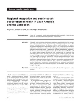 Regional Integration and South–South Cooperation in Health in Latin America and the Caribbean