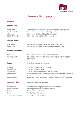 Elements of Film Language