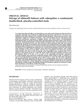 Salvage of Sildenafil Failures with Cabergoline: a Randomized, Double-Blind, Placebo-Controlled Study