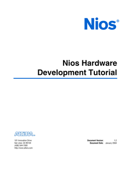 Nios Hardware Development Tutorial