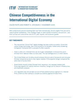 Chinese Competitiveness in the International Digital Economy