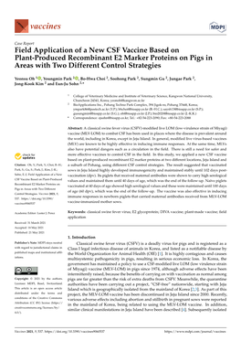 Field Application of a New CSF Vaccine Based on Plant-Produced Recombinant E2 Marker Proteins on Pigs in Areas with Two Different Control Strategies