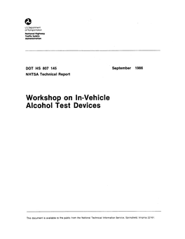 Workshop on In-Vehicle Alcohol Test Devices