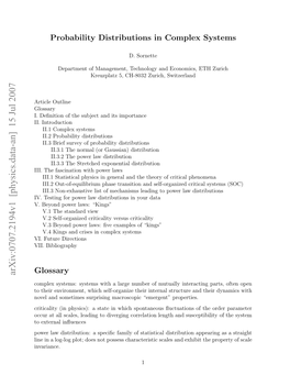 Probability Distributions in Complex Systems Has the Following Roots