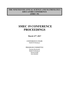 Smec 19 Conference Proceedings