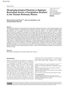 Morphophysiological Plasticity in Epiphytic