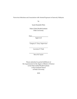 Norovirus Infections and Association with Animal Exposure in Sarawak, Malaysia