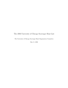 The 2006 University of Chicago Scavenger Hunt List