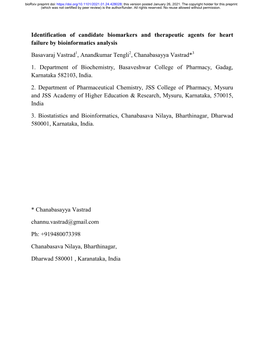 Identification of Candidate Biomarkers and Therapeutic Agents for Heart Failure by Bioinformatics Analysis