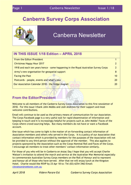 Canb Svy Corps Assoc Newsletter 2-17