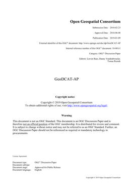 Open Geospatial Consortium Geodcat-AP