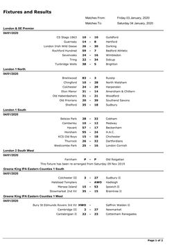 Fixtures and Results