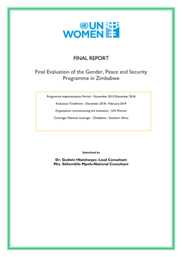 Final Evaluation of Gender, Peace and Security Programme In