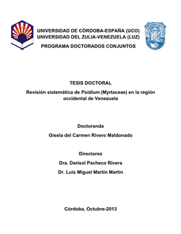 (Uco) Universidad Del Zulia-Venezuela (Luz) Programa Doctorados Conjuntos
