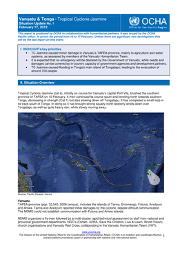Vanuatu & Tonga • Tropical Cyclone Jasmine
