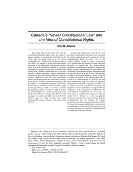 Canada's “Newer Constitutional Law”