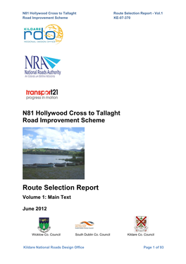Route Selection Report - Vol.1 Road Improvement Scheme KE-07-370