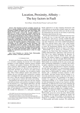 Location, Proximity, Affinity – the Key Factors in Faas 2 Paper in Section V