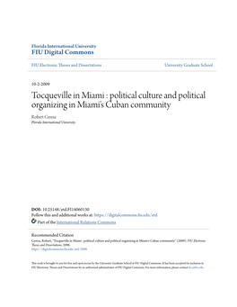 Political Culture and Political Organizing in Miami's Cuban Community Robert Ceresa Florida International University
