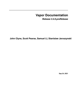 Vapor Documentation Release 3.4.0.Prerelease