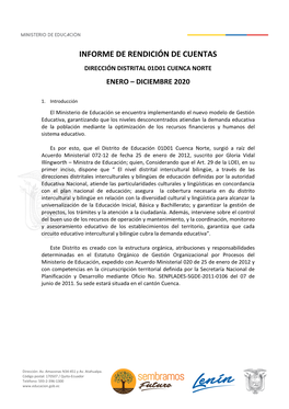 Dirección Distrital 01D01 Cuenca Norte Enero – Diciembre 2020