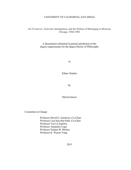 Activism, Immigration, and the Politics of Belonging in Mexican Chicago, 1968-1986