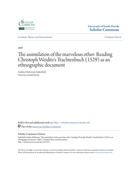 Reading Christoph Weiditz's Trachtenbuch (1529) As an Ethnographic Document Andrea Mckenzie Satterfield University of South Florida