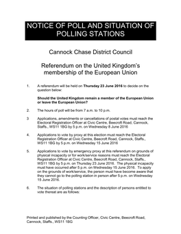 Notice of Poll and Situation of Polling Stations