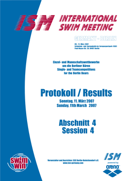 International Swim Meeting - Powered by Arena Seite: 143 Protokoll - 4