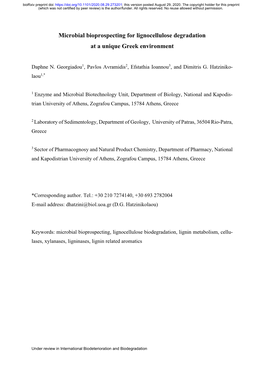 Microbial Bioprospecting for Lignocellulose Degradation at a Unique Greek Environment