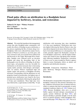 Flood Pulse Effects on Nitrification in a Floodplain Forest Impacted by Herbivory, Invasion, and Restoration