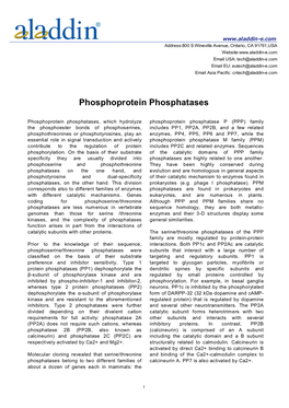 Phosphoprotein Phosphatases