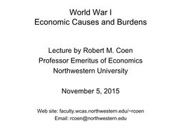 World War I Economic Causes and Burdens