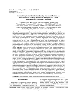 Summarizing Spatial Distribution Density, Movement Patterns and Food Resources to Study the Impacts of Logging and Forest Conversion on Orang-Utan Population