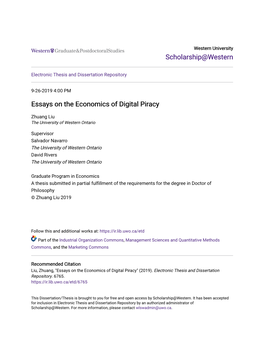 Essays on the Economics of Digital Piracy