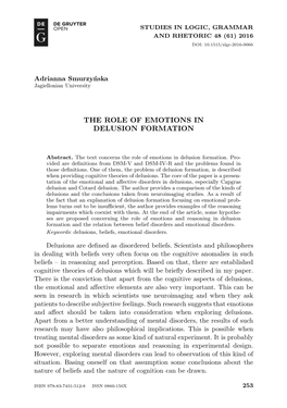 The Role of Emotions in Delusion Formation