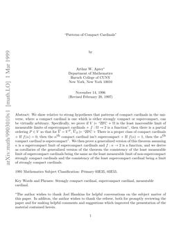 Arxiv:Math/9903010V1 [Math.LO] 1 Mar 1999 Ae N O Aighlflcmet N Ugsin Which Refere Suggestions the and Herein