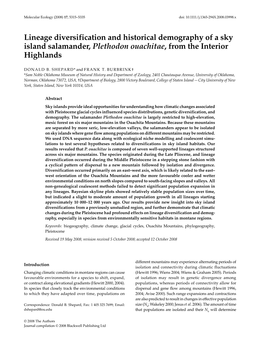 Lineage Diversification and Historical Demography of a Sky Island