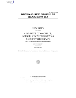 Expansion of Airport Capacity in the Chicago, Illinois Area Hearing Committee on Commerce, Science, and Transportation United St