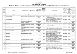 LIST of POLLING STATIONS for No.08 - Natabari Assembly Constituency Comprised Within the No.1 Cooch Behar (SC) Parliamentary Constituency