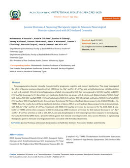 A Promising Therapeutic Agent to Attenuate Neurological Disorders Associated with SCO-Induced Dementia