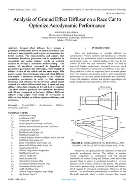 Analysis of Ground Effect Diffuser on a Race Car to Optimize Aerodynamic Performance