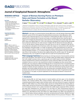 Impact of Biomass Burning Plumes on Photolysis Rates and Ozone