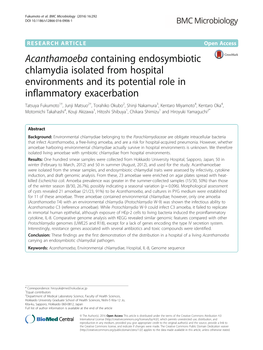 Acanthamoeba Containing Endosymbiotic Chlamydia Isolated