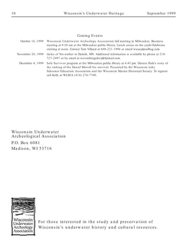 Wisconsin Underwater Archeological Association P.O. Box 6081 Madison, WI 53716