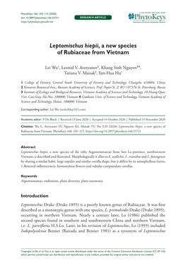 a New Species of Rubiaceae from Vietnam