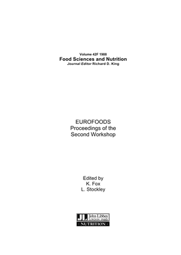 EUROFOODS Proceedings of the Second Workshop